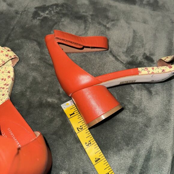 Jeffrey Campbell Anthropologie Madison W9.5 Yellow Orange Ankle Strap Block Heel - Picture 7 of 7